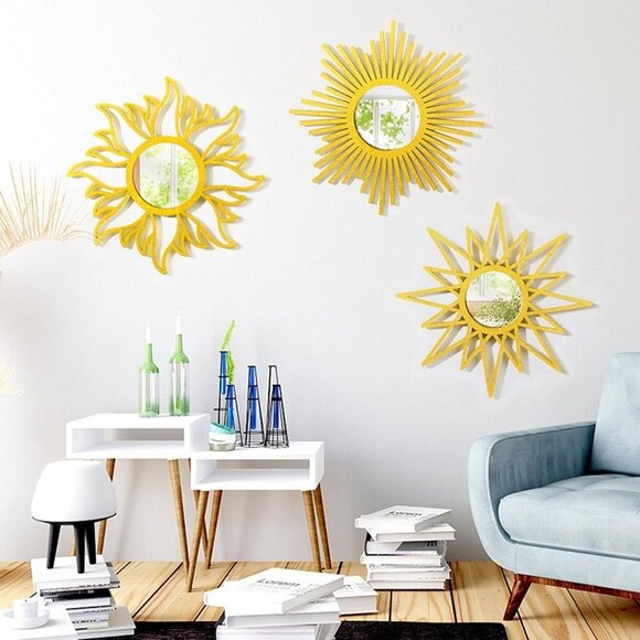 Other - NEW  3 Pieces Gold Round Mirrors for Wall Decor,Wood Wall Mirrors Home Décor